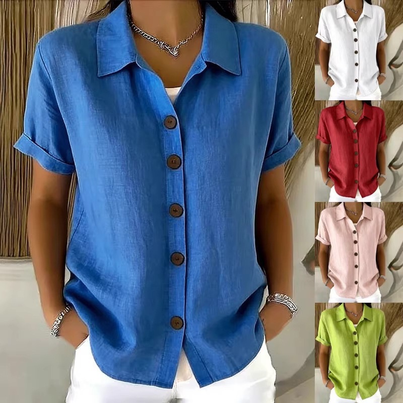 Linen Shirt Breathable - Women's Elegant Summer Cotton Linen Tops