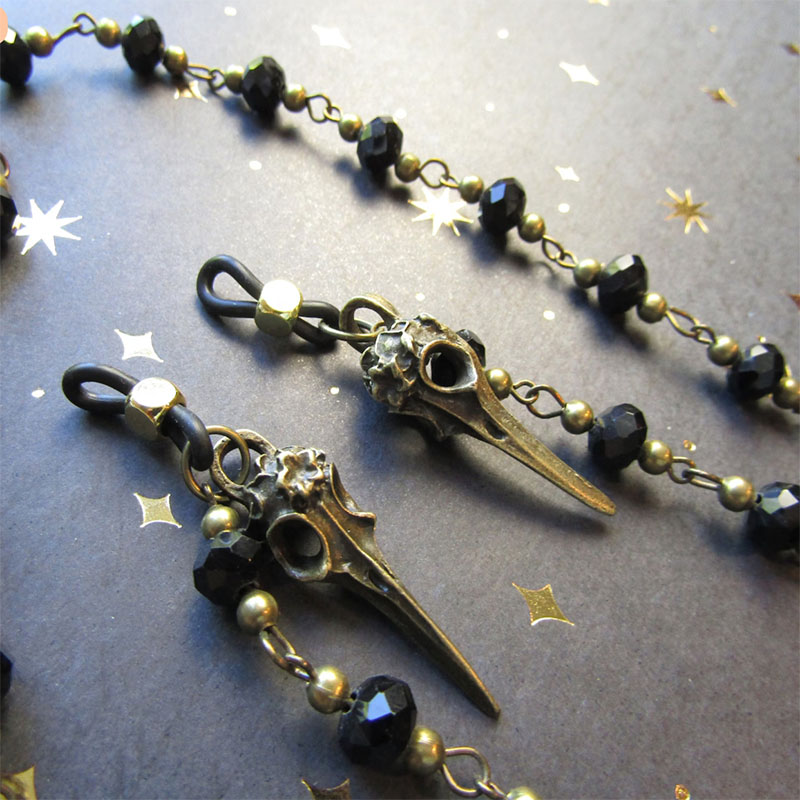 Sunglass Retainer Cord - Gothic Ornate Raven Statement Glasses Chain