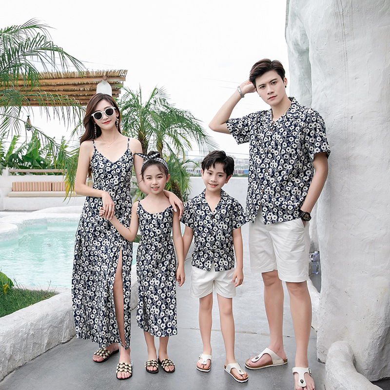 Resort Shirt Floral - Family Matching Outfit Floral Slit Cami