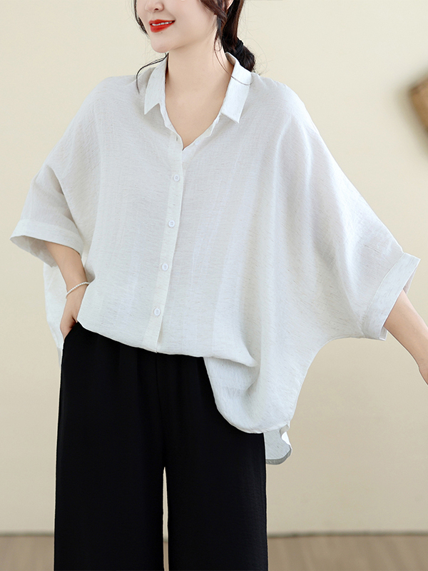 Loose Fit Cotton Linen Batwing - Linen Shirt Breathable recension och pris
