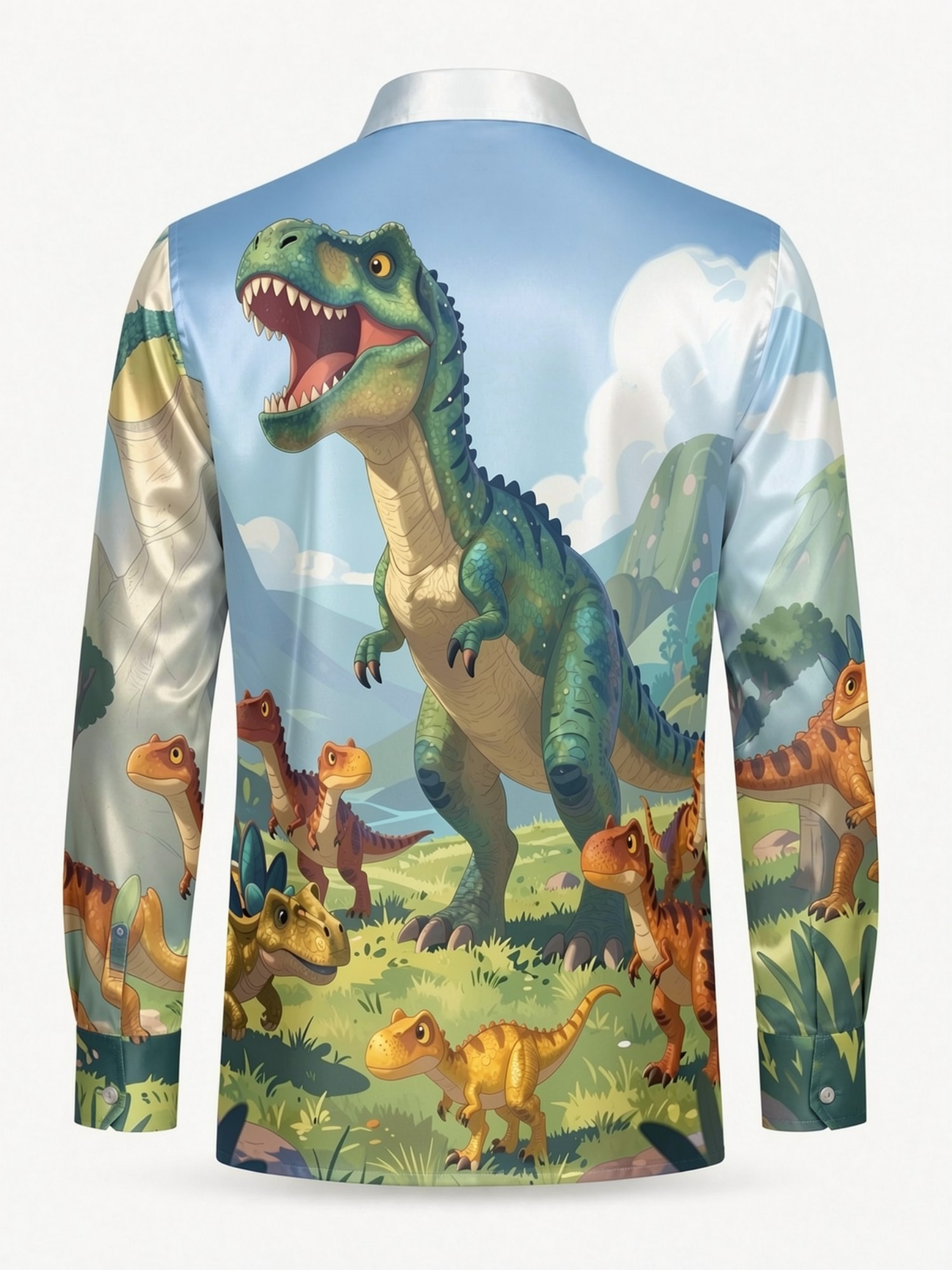 Mens Fashion Satin Long Sleeve - Resort Shirt Floral recension och pris