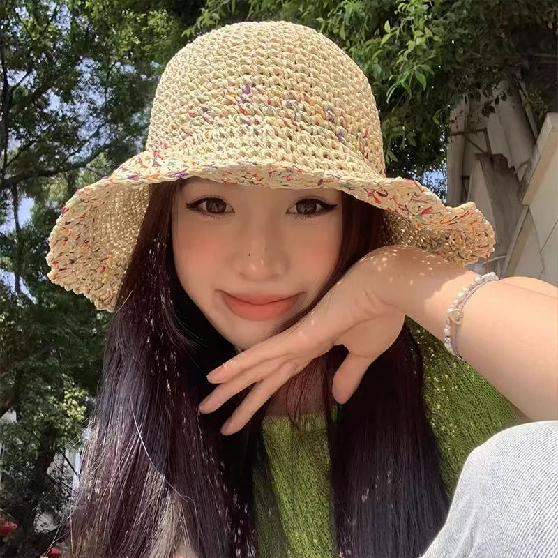 Women Handwoven Rainbow Straw  - Bucket Hat Straw recension och pris