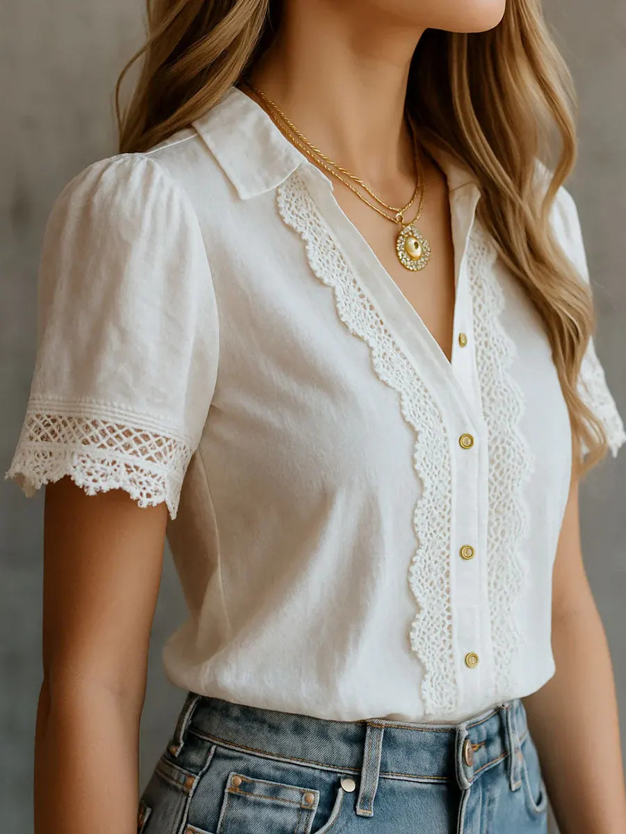 Elegant Women's Shirts Casual  - Linen Shirt Breathable recension och pris