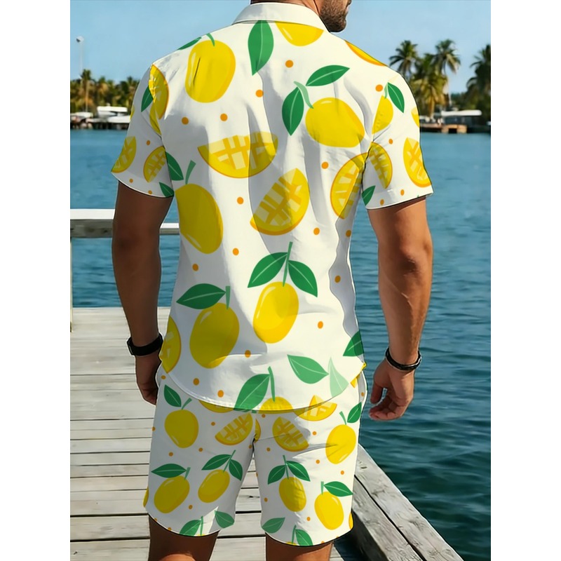 Men Linen Print Short Sleeve S - Short Linen Drawstring recension och pris