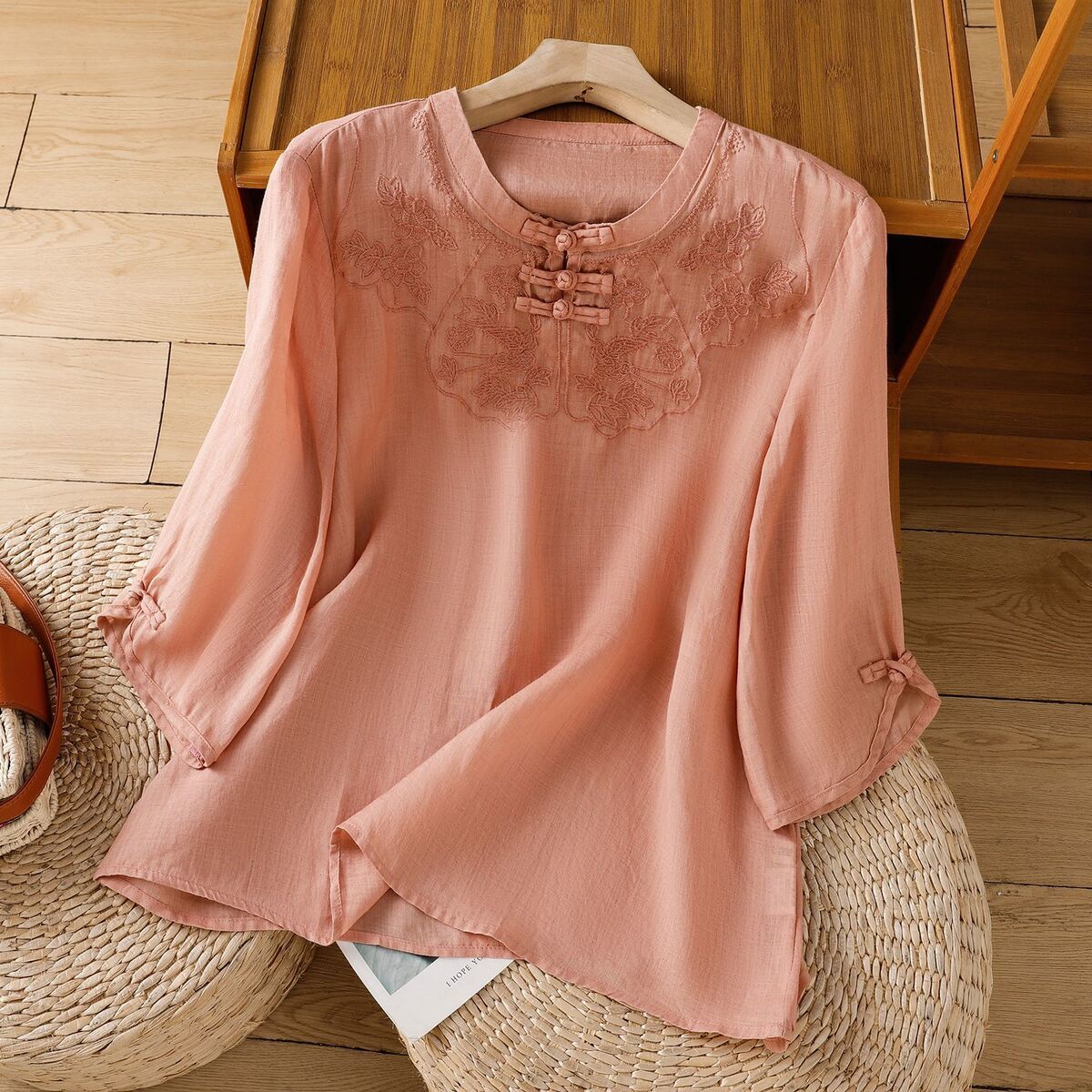 Chinese Style Round Collar But - Shirt Camp Collar recension och pris