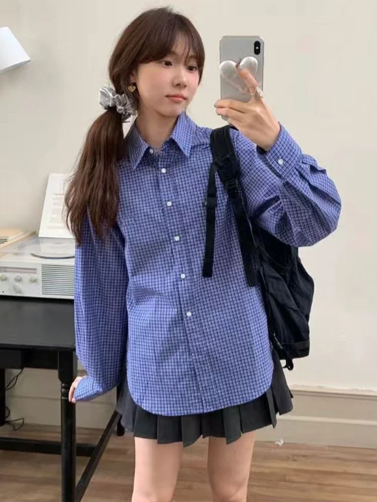 Vintage Blue Plaid Shirts for  - Shirt Camp Collar recension och pris