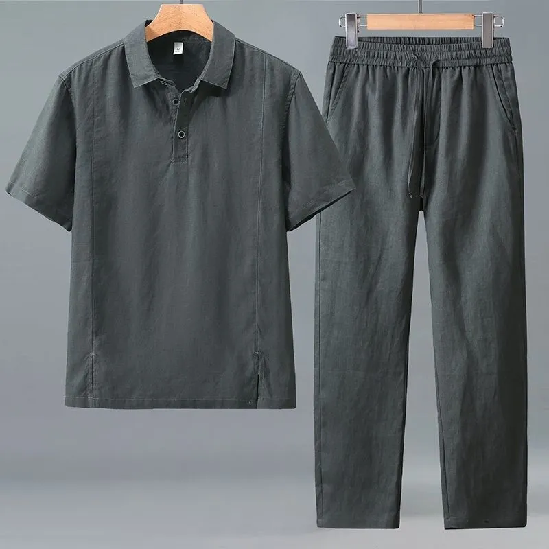 Men Plus Size Summer Linen Two - Short Linen Drawstring recension och pris
