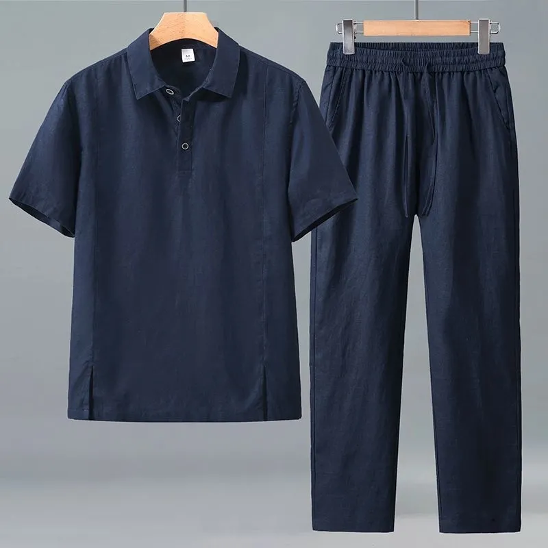 Men Plus Size Summer Linen Two - Short Linen Drawstring recension och pris
