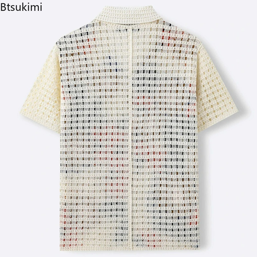 Men's Retro Floral Crochet Kni - Shirt Camp Collar recension och pris