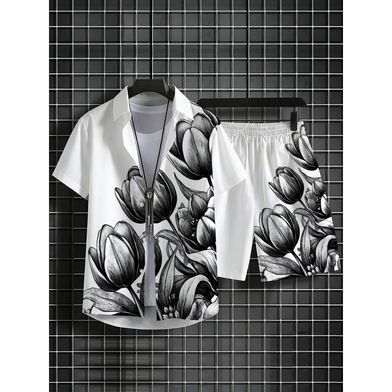 Mens White Floral Print Shirt  - Resort Shirt Floral recension och pris