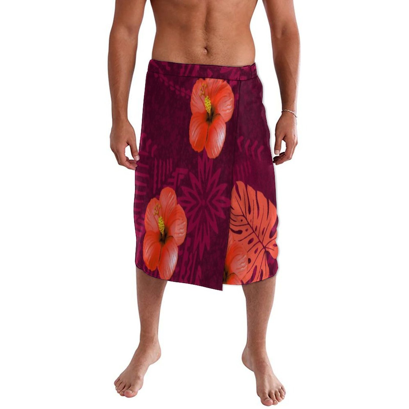 Blue Floral Polynesian Beach W - Sarong Men Wrap recension och pris