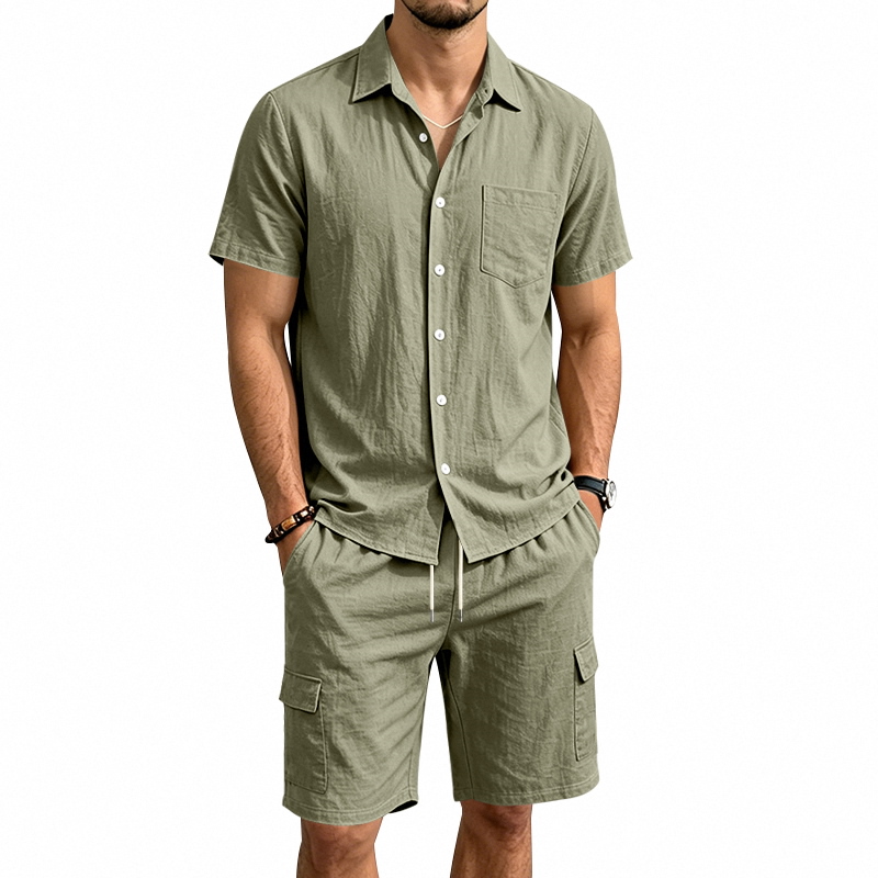 Men Summer American Linen Two  - Linen Shirt Breathable recension och pris
